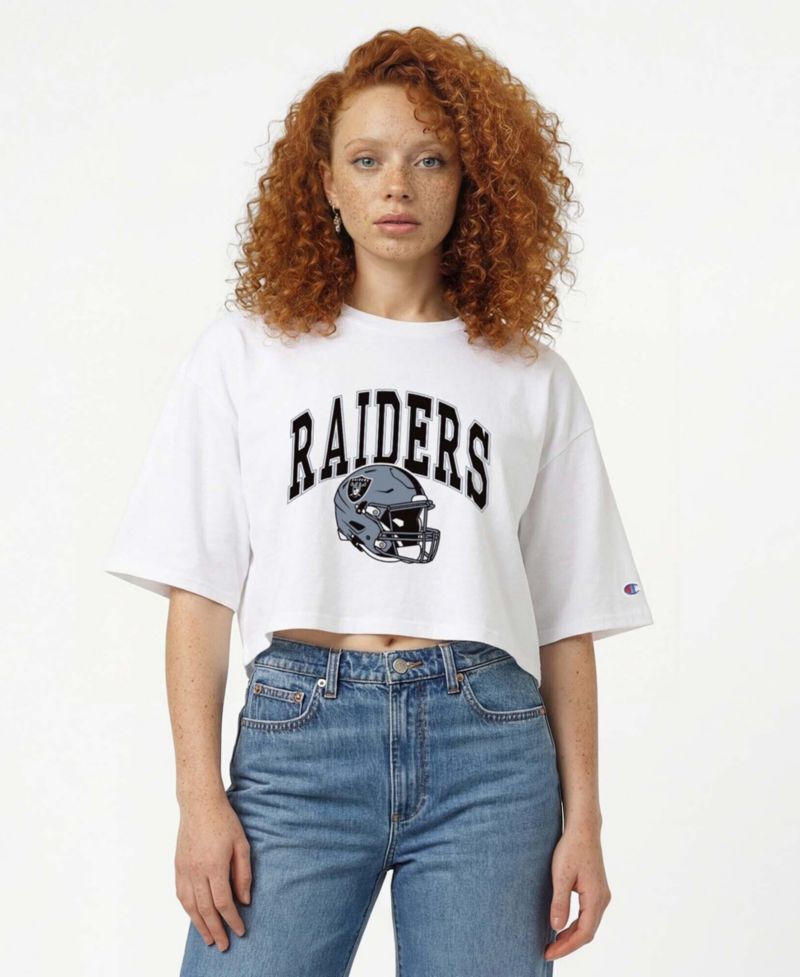 Women's Las Vegas Raiders Boyfriend Cropped T-Shirt