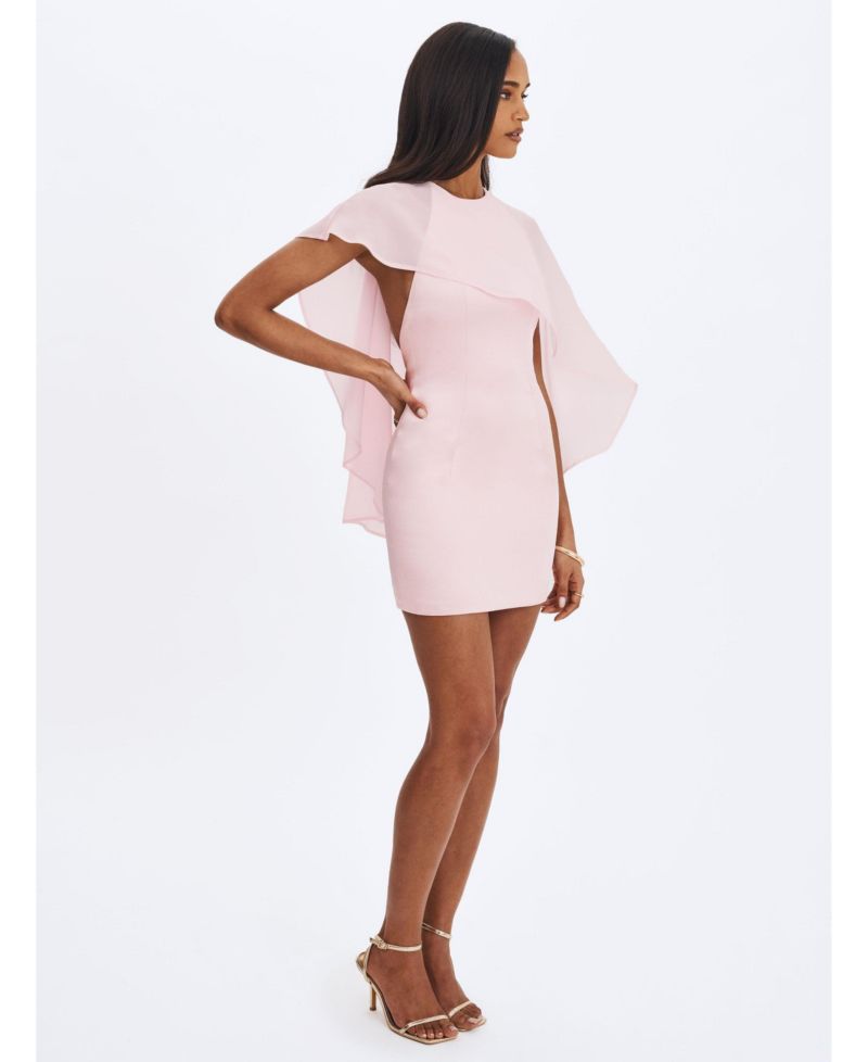 Women's Umeko Tulip Pink Asymmetrical Cape Mini Dress