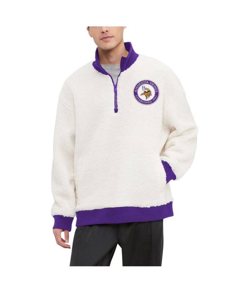 Men's Cream Minnesota Vikings Jordan Sherpa Quarter-Zip Sweatshirt