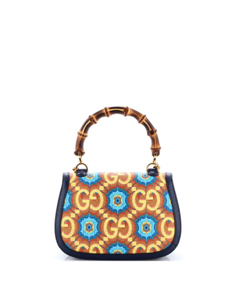 Medium Bamboo 1947 Top Handle Bag Kaleidoscope Print GG Coated Canvas