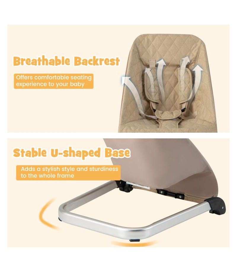 Portable Baby Bouncer Seat with Sturdy Aluminum & Metal Frame for Infants