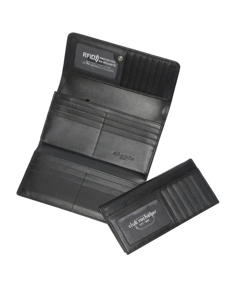 Ladies Leather Clutch Wallet with Checkbook and Gusset