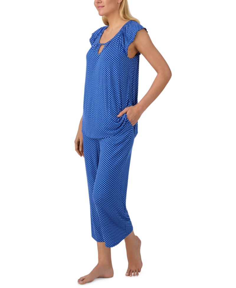 Women's Scoop Neck Top & Cropped Pajama Pants, 2-Piece Set