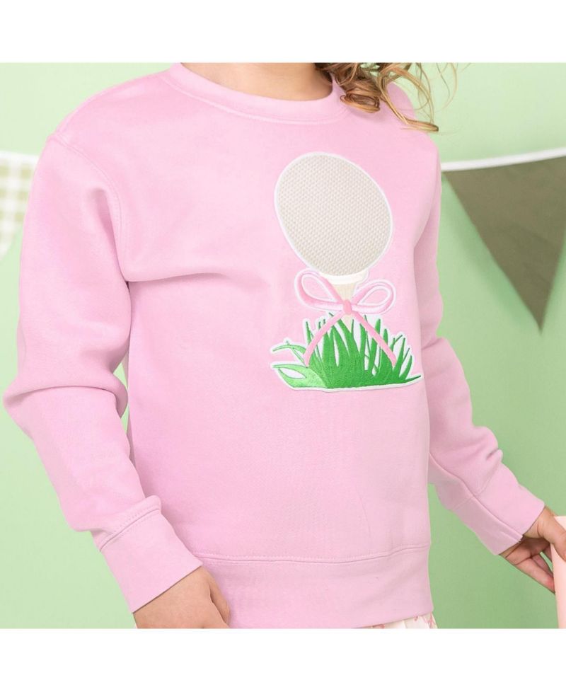 Little Girls Golf Tee Bow Patch Sweatshirt