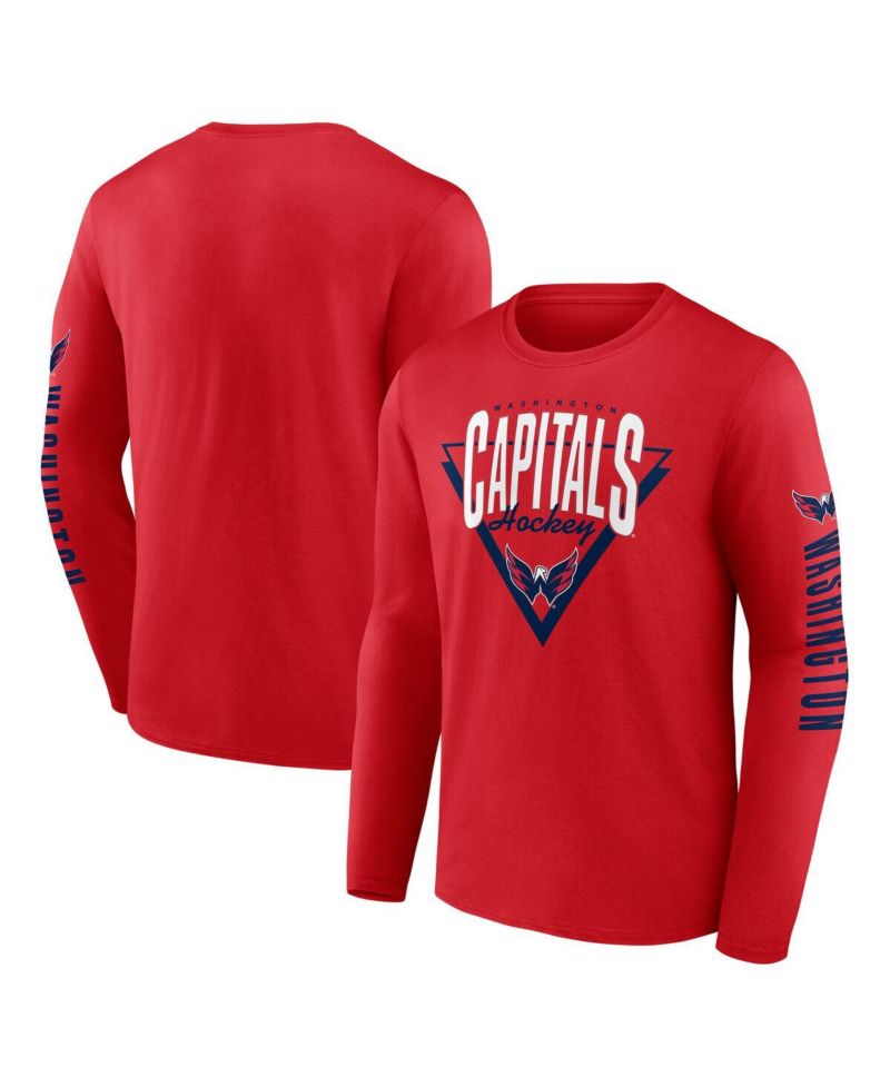 Men's Red Washington Capitals Headline Long Sleeve T-Shirt