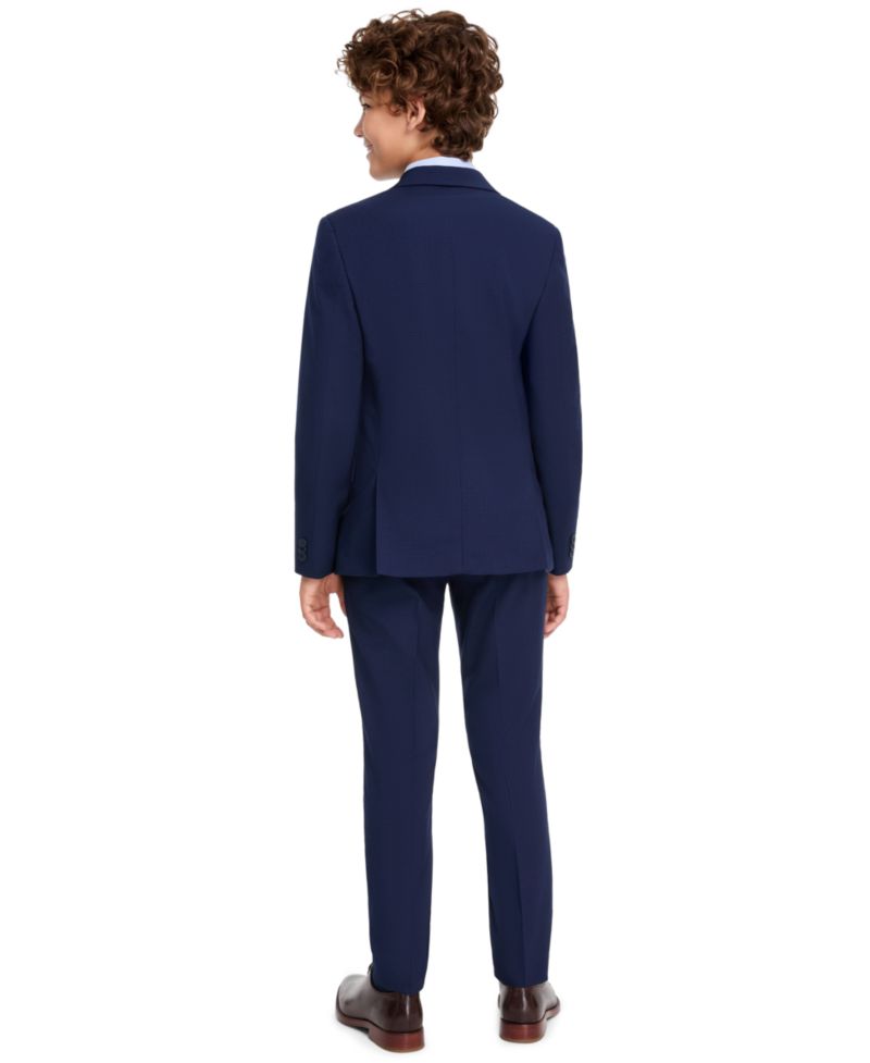 Boys' Mini Grid Slim Fit Single-Breasted Suit, 2-Piece Set