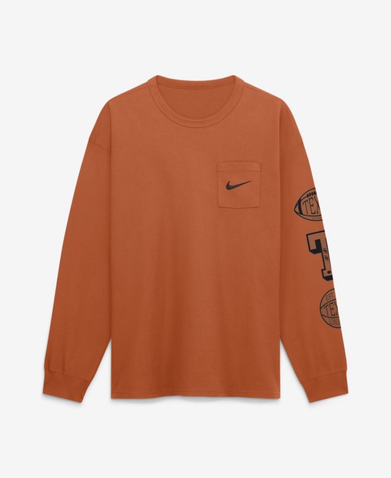 Men's Nike Texas Orange Texas Longhorns Academic Long Sleeve Pocket T-Shirt