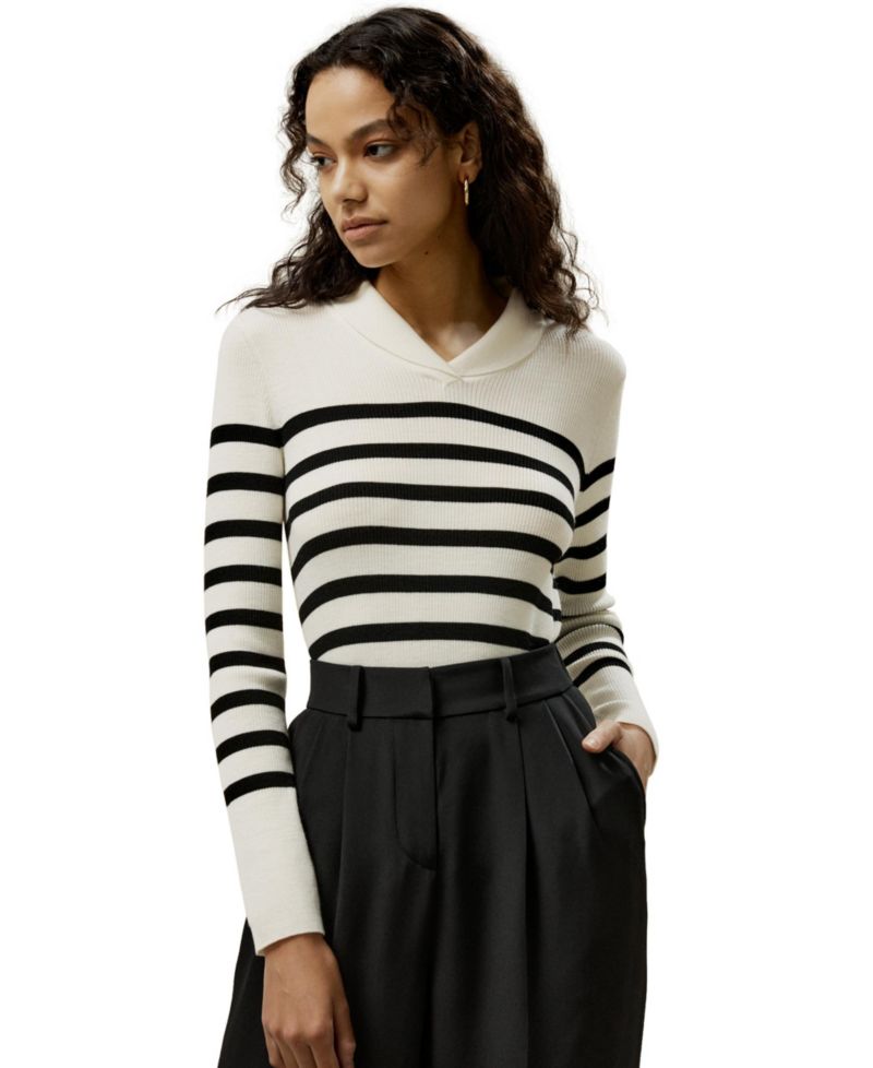Women's Striped Ultra-fine Merino Wool Sweater