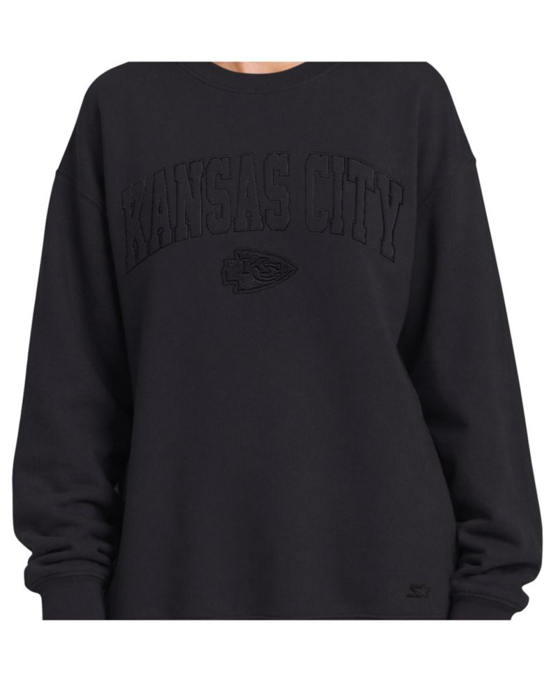 Women's Black Kansas City Chiefs Athleisure Oversized Fleece Sweatshirt
