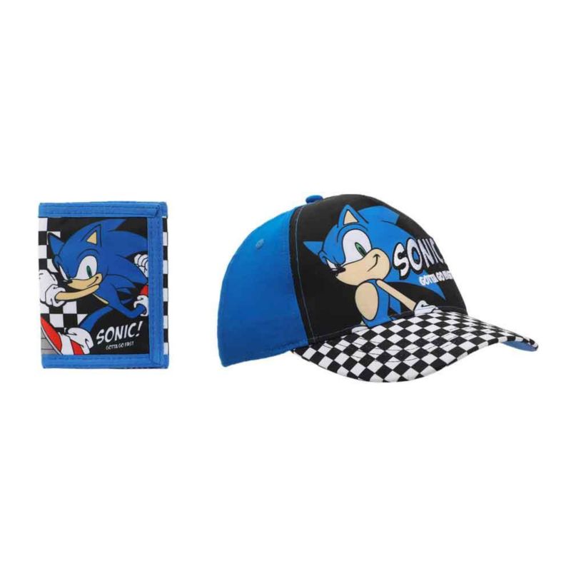 Character and Checkered Patterns 2-Piece Curved Snapback Hat and Bi-Fold Wallet Set