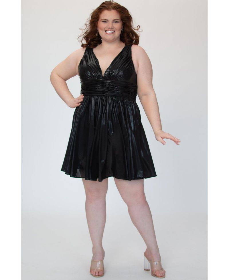 Plus Size Raven Black Iridescent A-line Party Dress