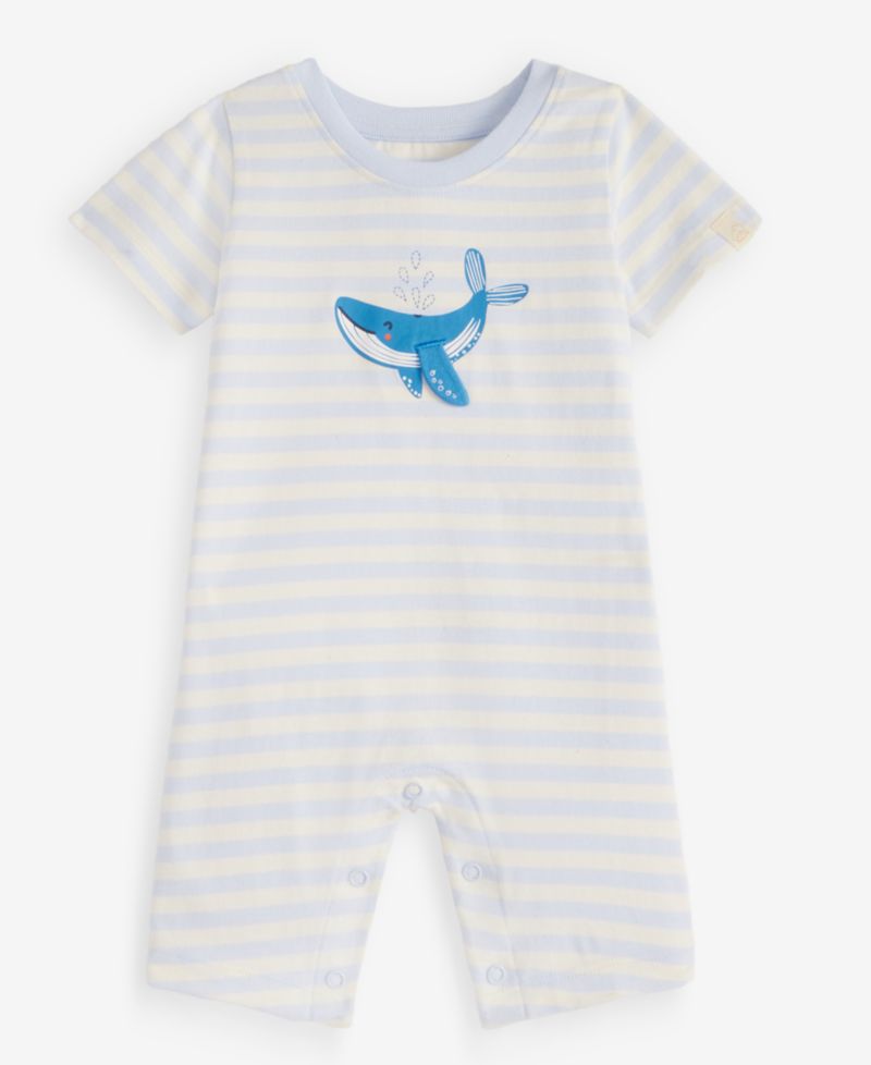 Baby Boys' 0M-24M Cotton Whale Stripe Sunsuit
