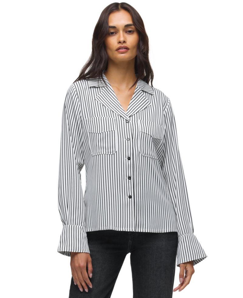 Women's Long-Sleeve Point Collar Relaxed Fit Camp Shirt