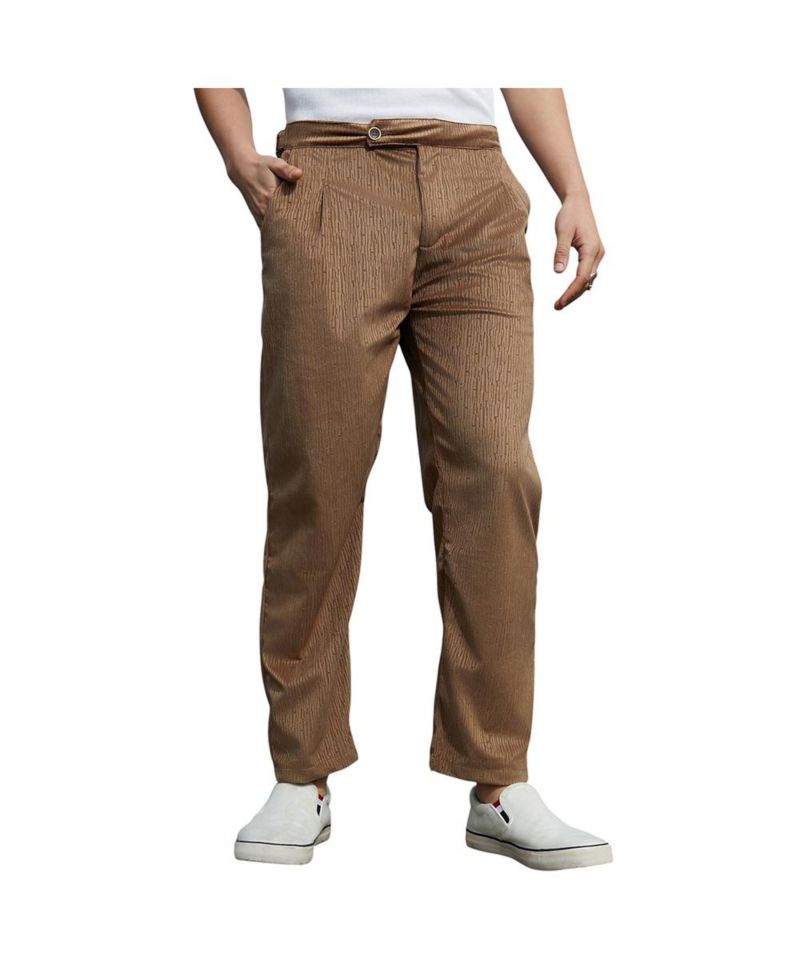 Men's Chocolate Brown Veined Tailored Trousers