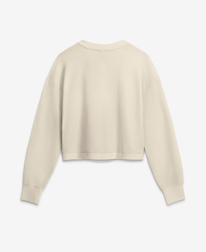 Women's Buffalo Bills Relaxed Cropped Waffle-Knit Long Sleeve Shirt