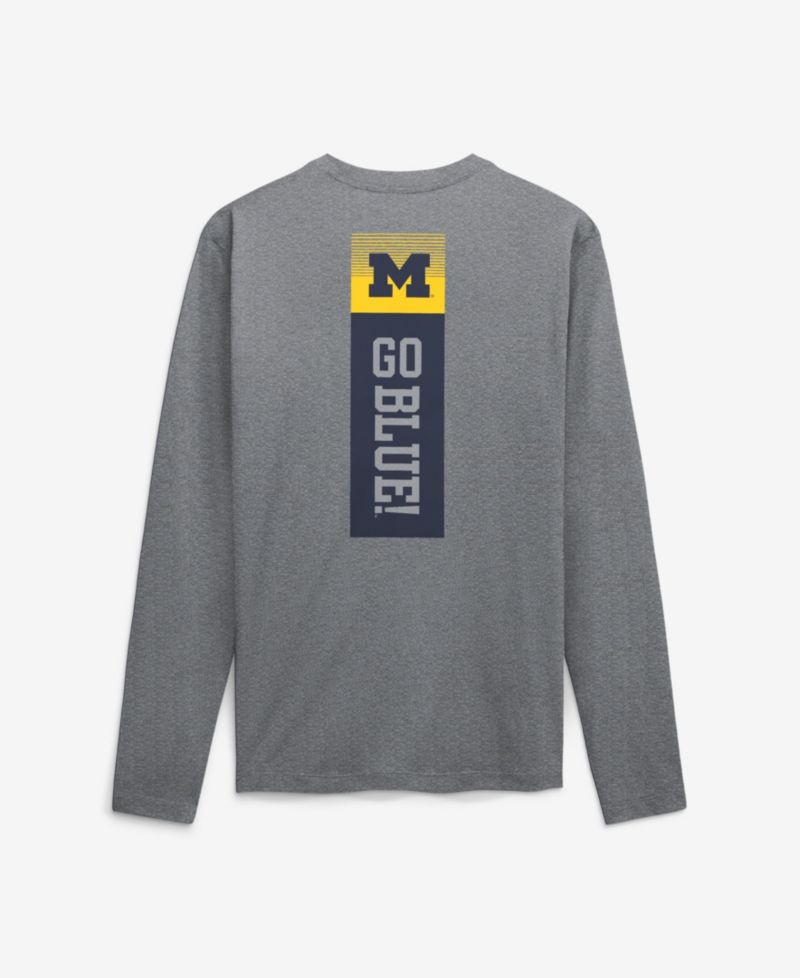 Men's Heather Gray Michigan Wolverines Double Stack Legend Dri-FIT Long Sleeve T-Shirt