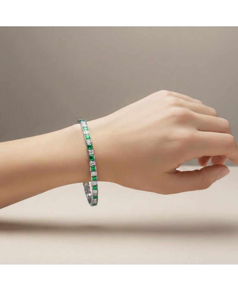 Modern Plated Alternating CZ Tennis Bracelet