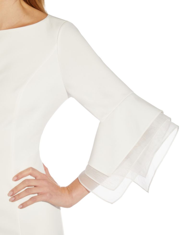 Women's Crepe Tiered-Sleeve Sheath Dress