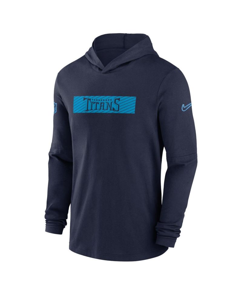 Men's Navy Tennessee Titans Sideline Hoodie Performance Long Sleeve T-Shirt