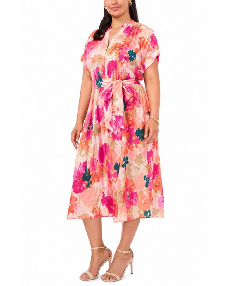 Plus Size Split Crewneck Midi Dress