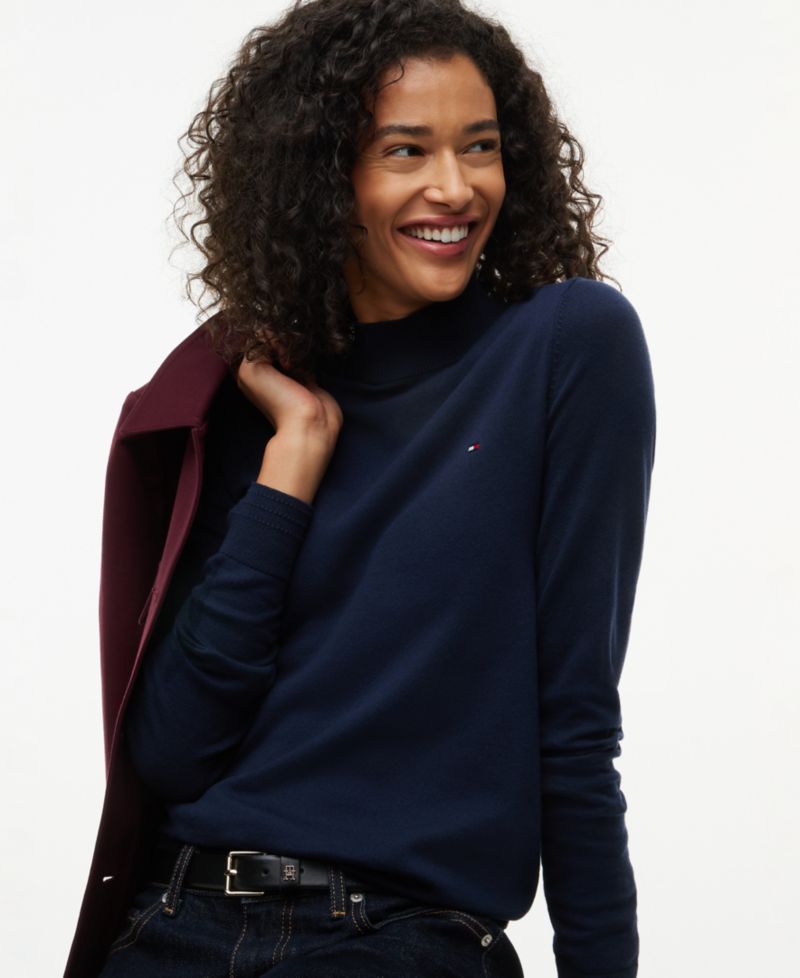 Women's Mock Neck Long-Sleeve Slim-Fit Sweater