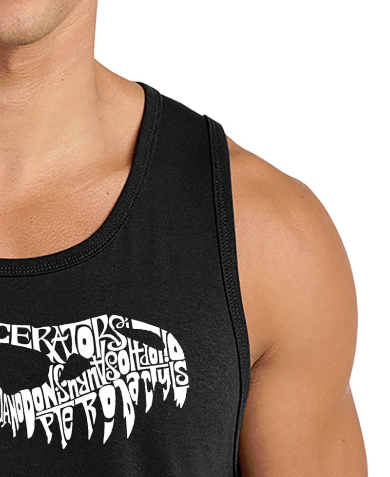 Men's T-Rex Skull Word Art Graphic Tank Top