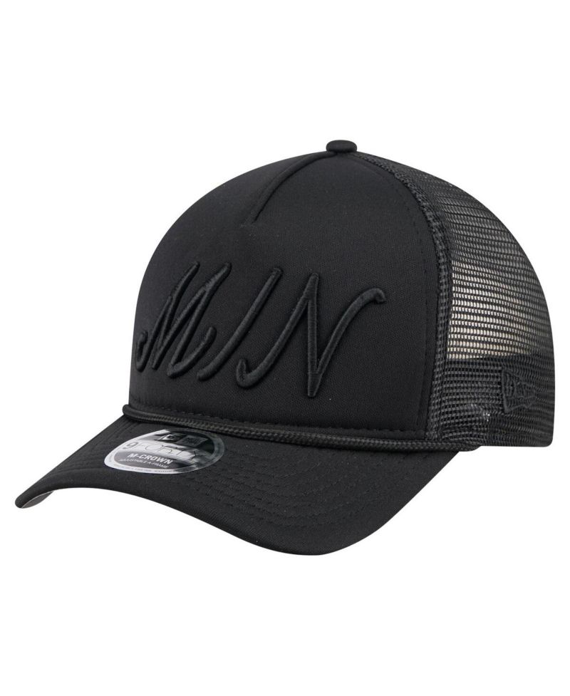 Men's Black Minnesota Twins City Initial 9FORTY A-Frame M-Crown Adjustable Trucker Hat