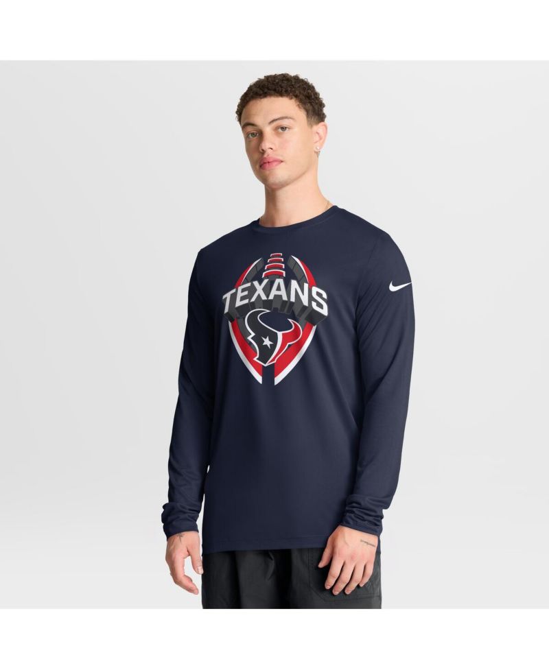 Men's Navy Houston Texans Primetime Legend Icon Performance Long Sleeve T-Shirt