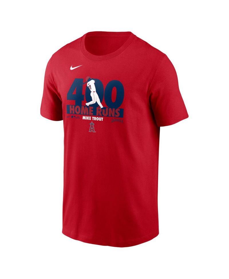 Men's Mike Trout Red Los Angeles Angels 400 Career Home Runs T-Shirt