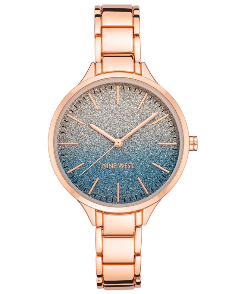 Women's Quartz Rose Gold-Tone Alloy Link Bracelet Watch, 36mm