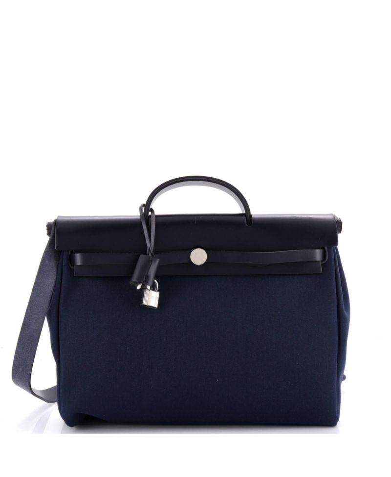 Pre-Owned Hermes 39 Herbag Zip Leather and Toile
