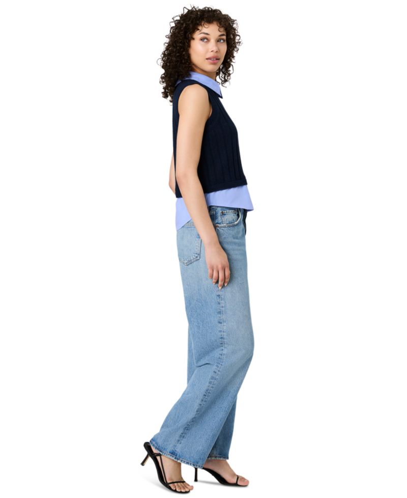 Women's Sleeveless Collared Keyhole Top