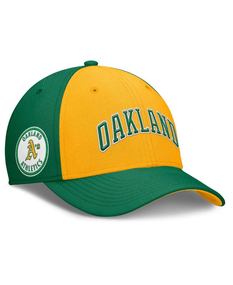 Men's Green/Gold Oakland Athletics Rise Swoosh Performance Flex Hat