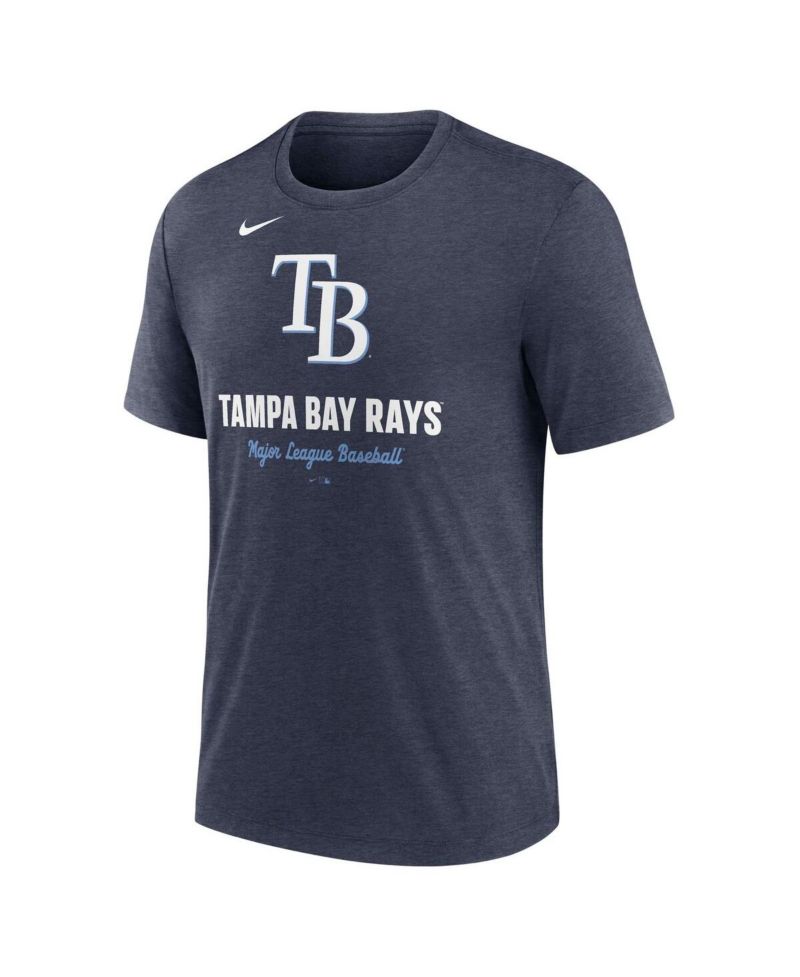 Men's Heather Navy Tampa Bay Rays Logo Tri-Blend T-Shirt