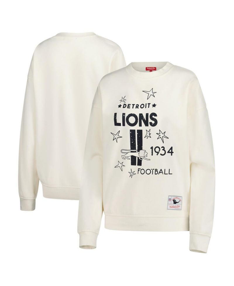 Women's Cream Detroit Lions Shooting Stars Pullover Sweatshirt