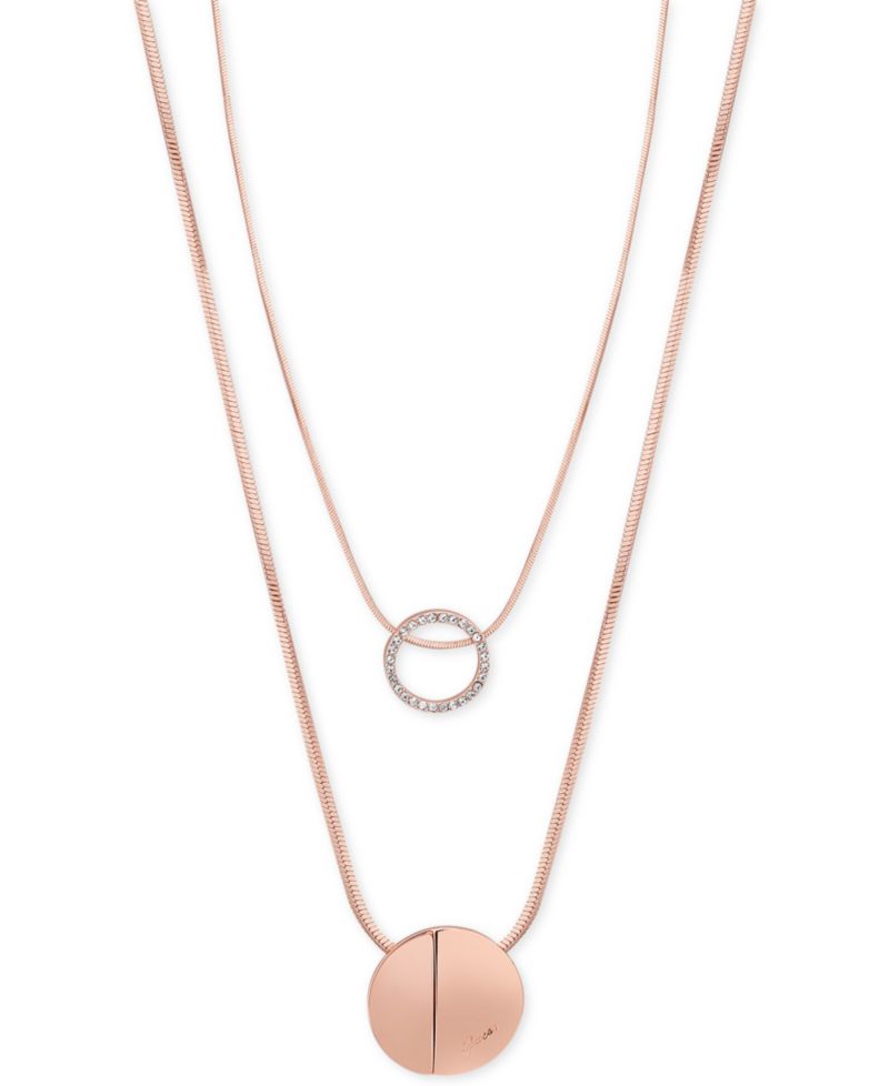 Rose Gold-Tone 2-Pc. Set Pav&eacute; Pendant Necklaces