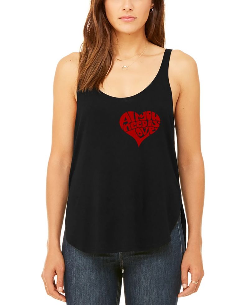 Women's All You Need is Love Premium Word Art Flowy Tank Top