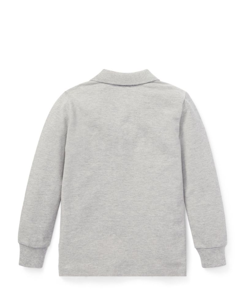 Toddler and Little Boys Cotton Mesh Long Sleeve Polo Shirt