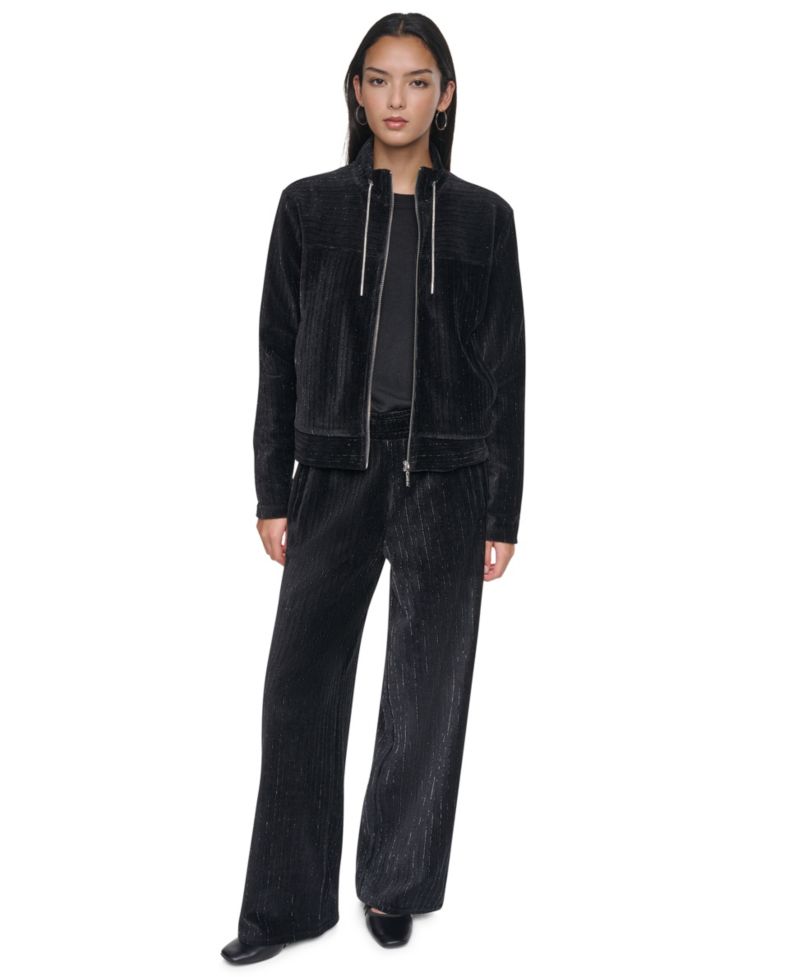 Women's Wide-Leg Velvet Pull-On Pants