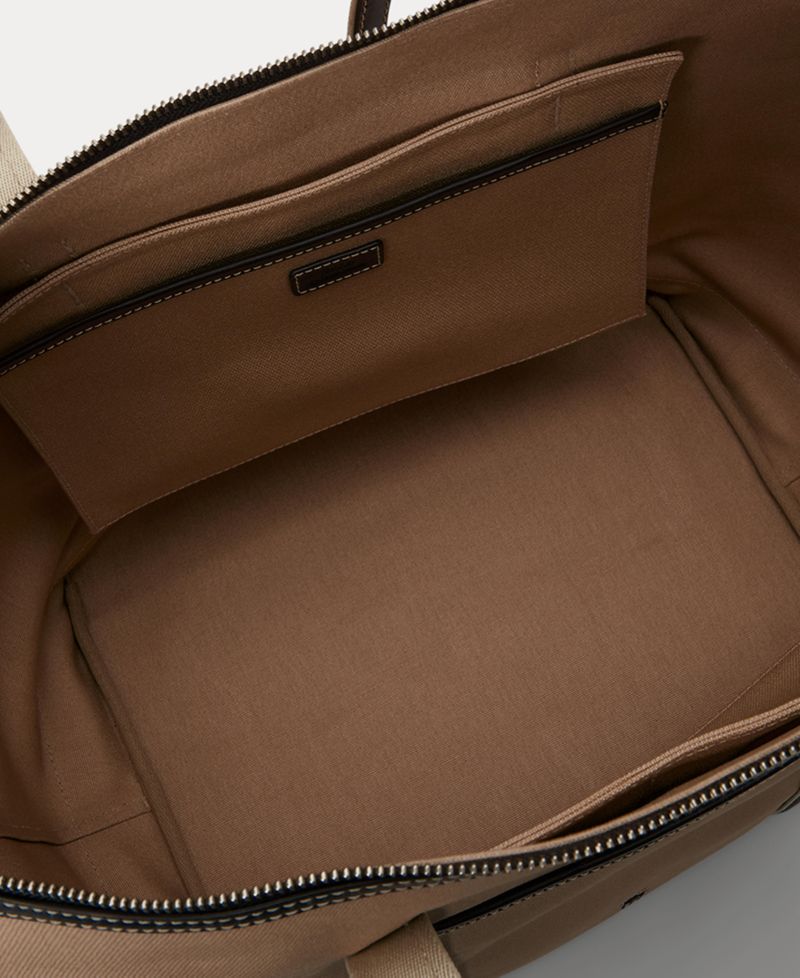 Women's Leather-Trim Canvas Large Shopper Tote