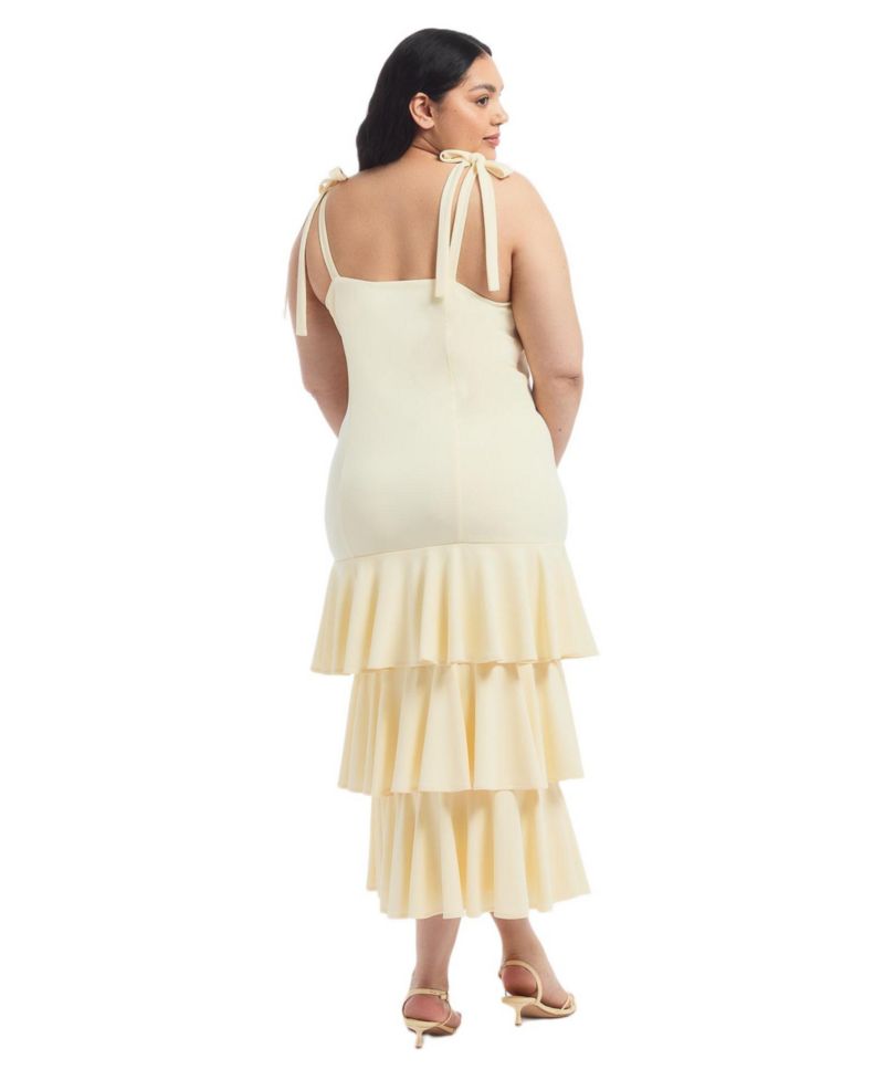 Women's Tie-Strap Ruffle Maxi Dress