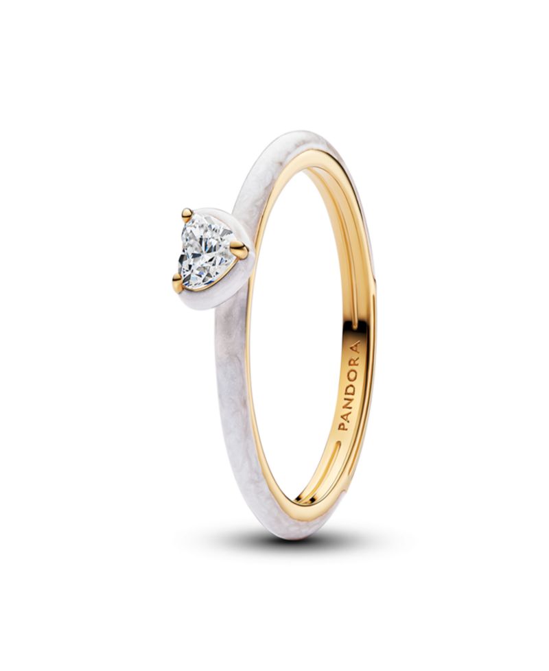 Gold Plated White Chakra Heart Ring