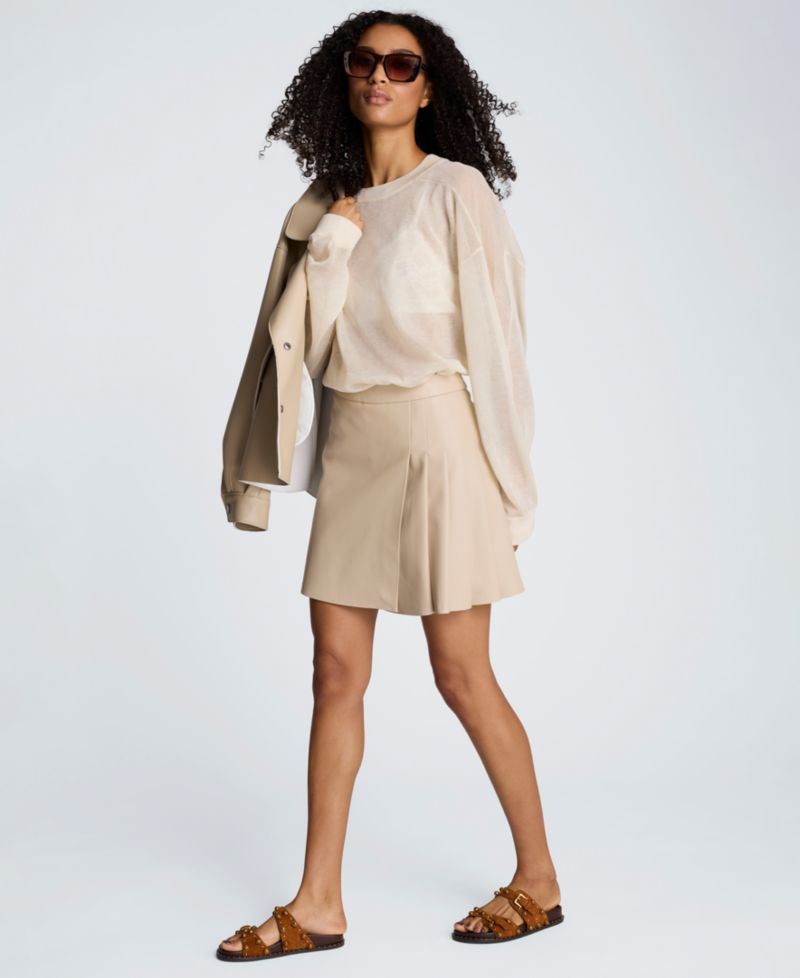 Women's Asymmetrical Faux Leather A-Line Skirt