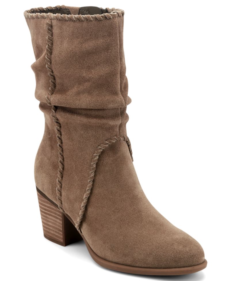 Women's Venla Suede Slouch Whipstitch Block Heel Boots