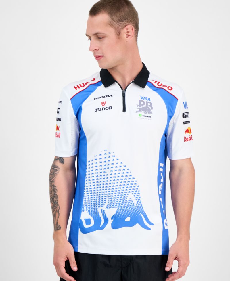 Men's Short Sleeve Sponsor Logos Graphic Polo Shirt