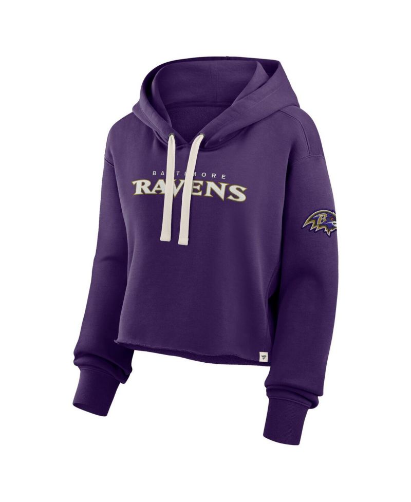Women's Purple Baltimore Ravens Oversized Hometown Heritage Cropped Hoodie