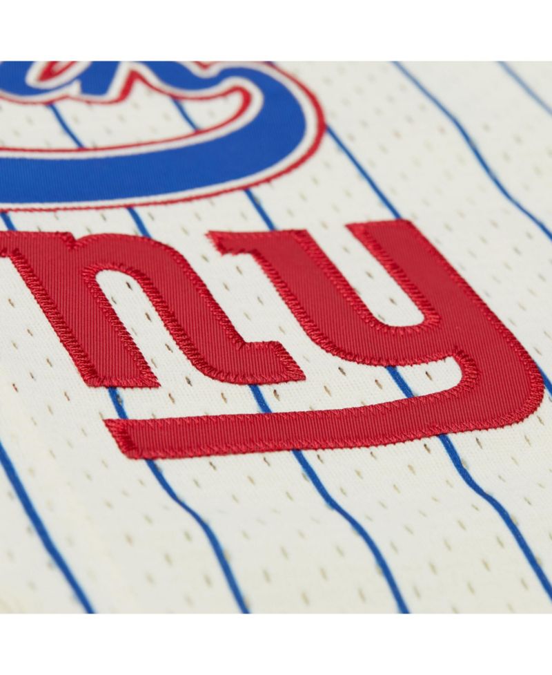 Men's Lawrence Taylor Cream New York Giants Name & Number Mesh Button-Up Baseball Jersey