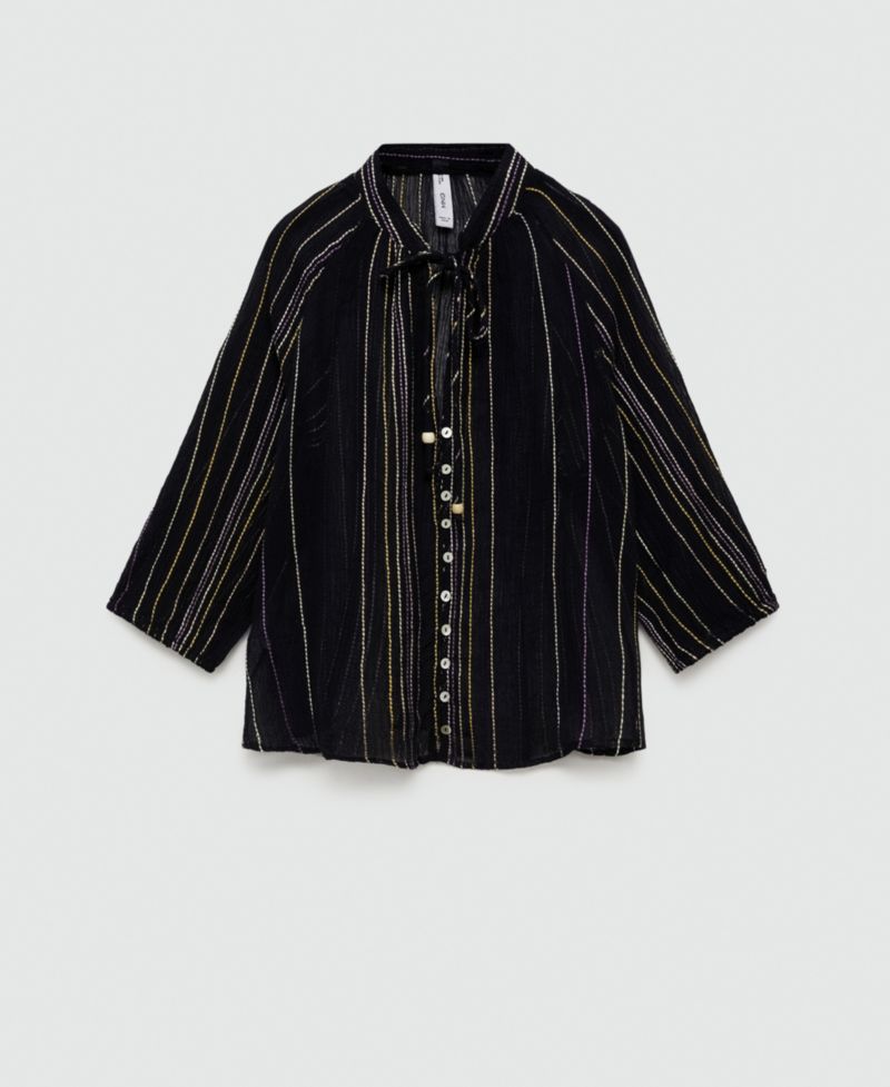 Women's Striped Bow Blouse