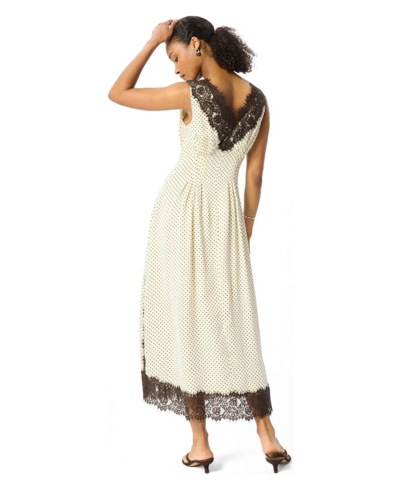 Women's Spot-Print V-Neck A-Line Midi Dress