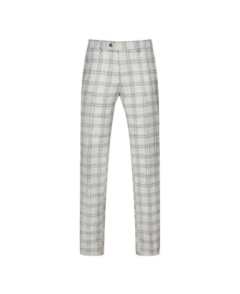 Men's 2 Piece Slim Fit Grey Check Double Breasted Suit